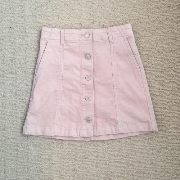 Forever 21 Pink Corduroy Button Up Skirt - Picture 1 of 3